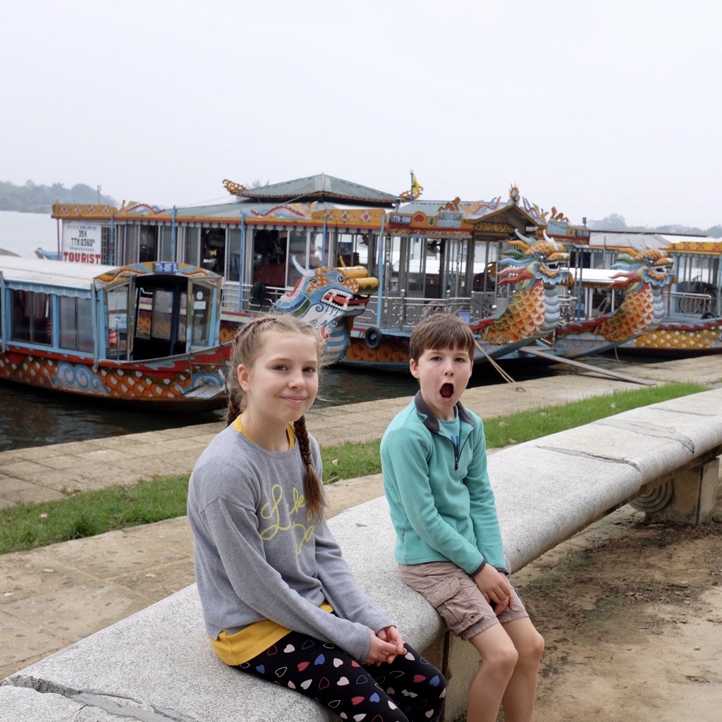 Kids with dragon boats