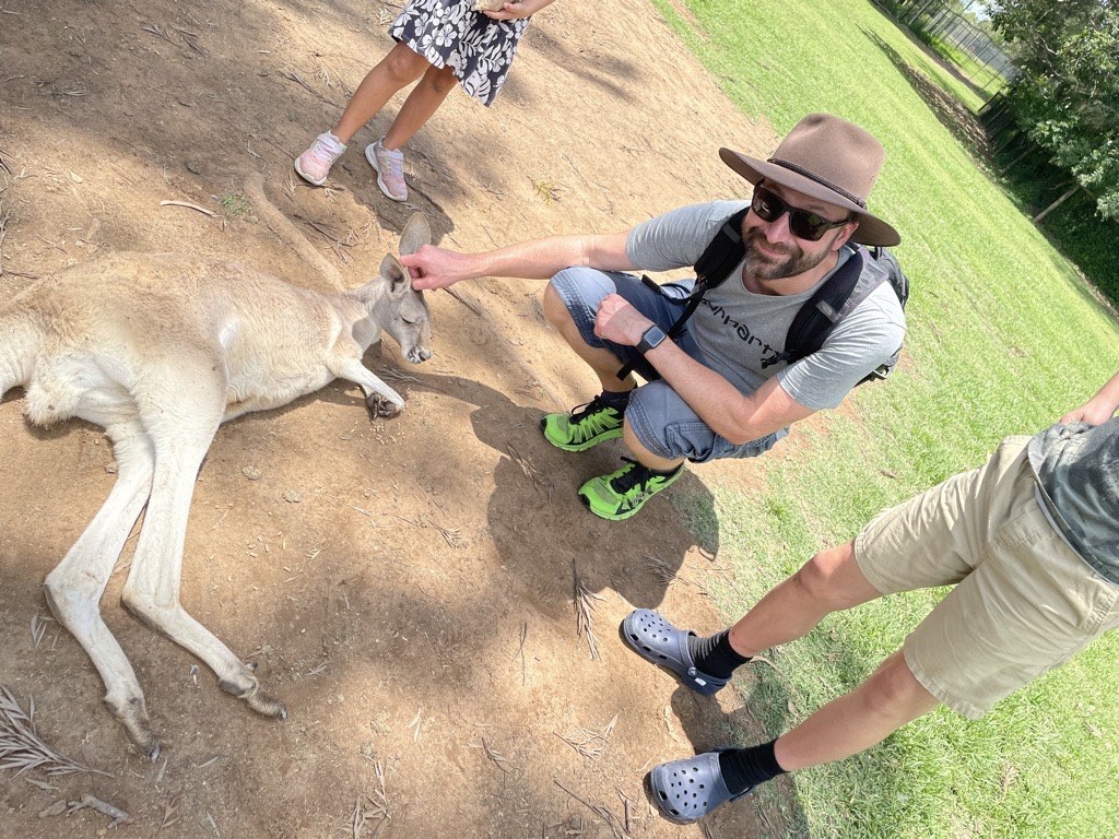 Petting a Kangaroo