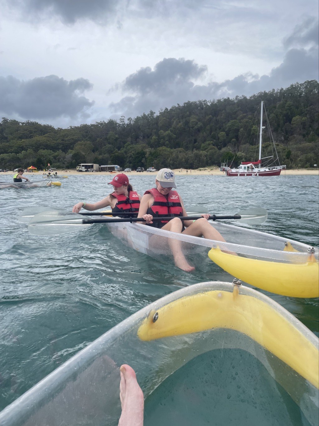 Bella and Diana in a kayak