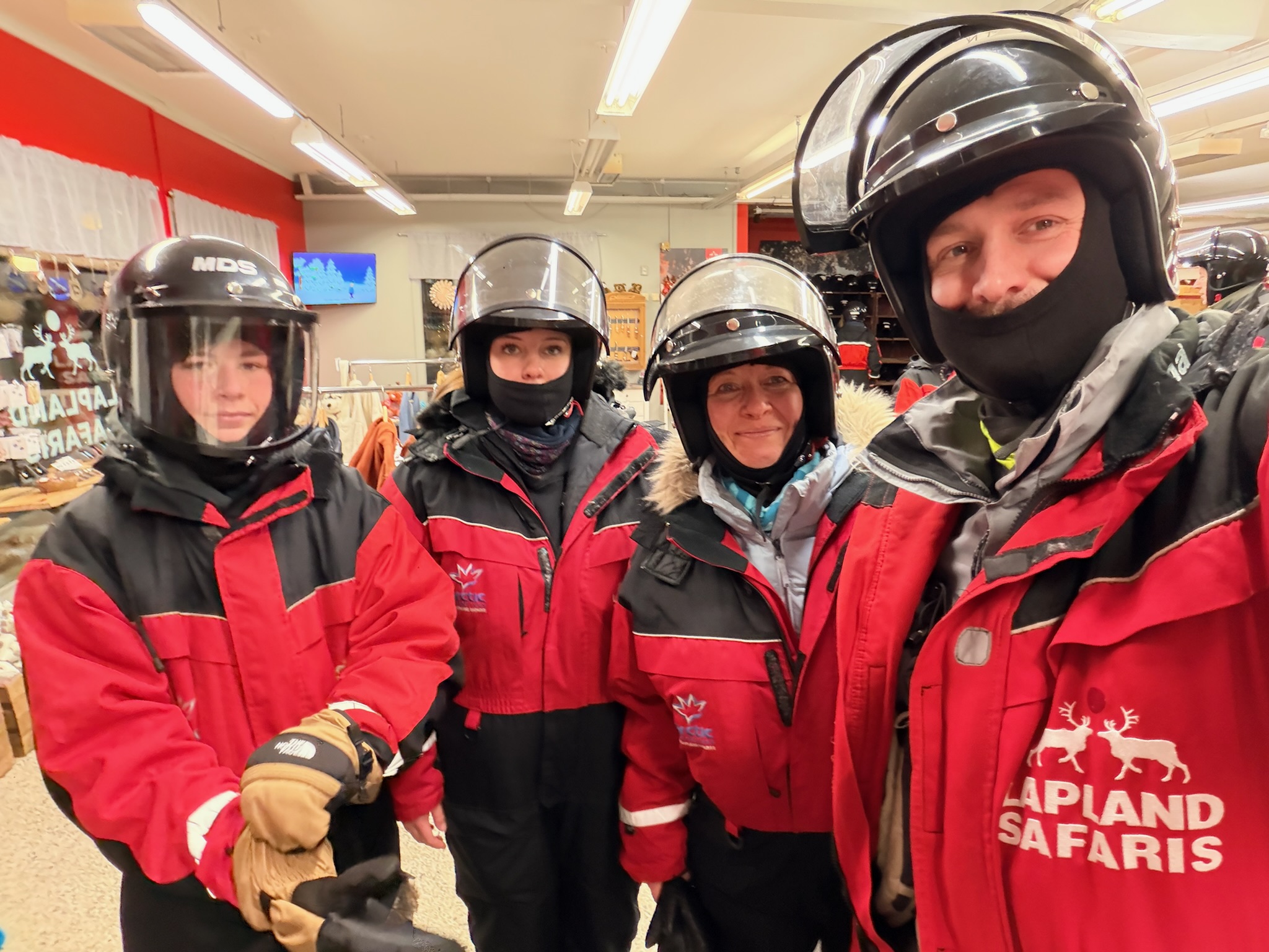 All kitted out in the Lapland Safaris gear — ready for action
