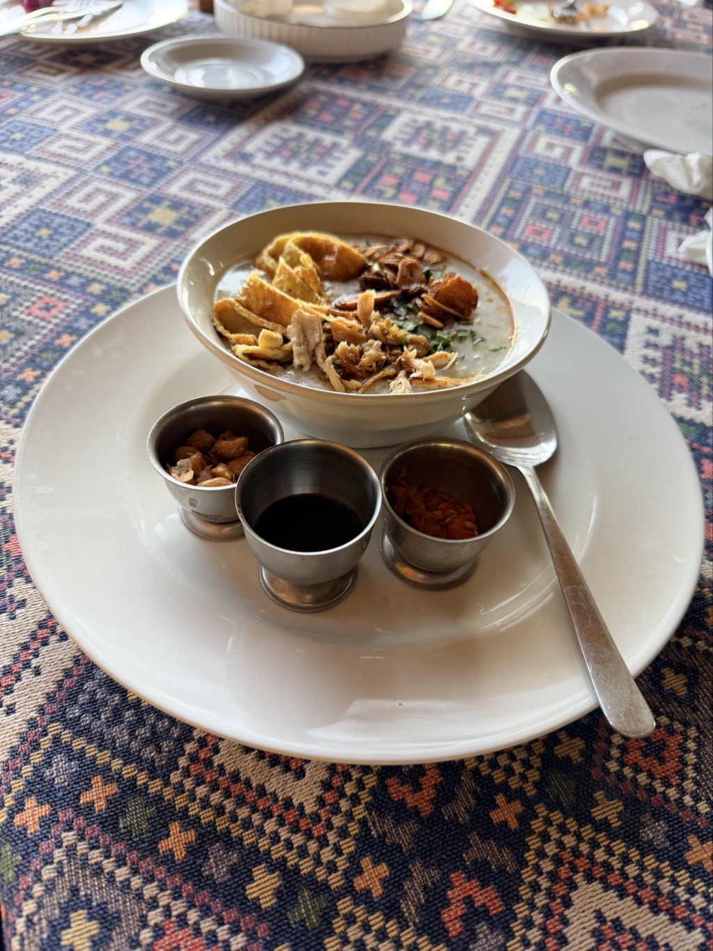 Chicken porridge with toppings