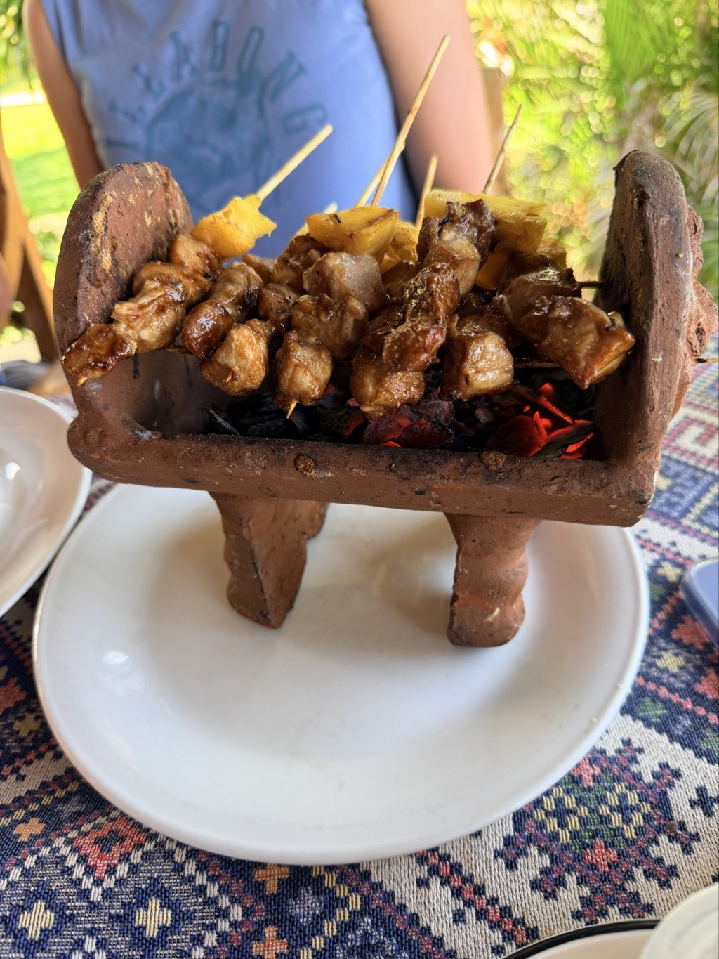 Mixed satay on its own barbecue